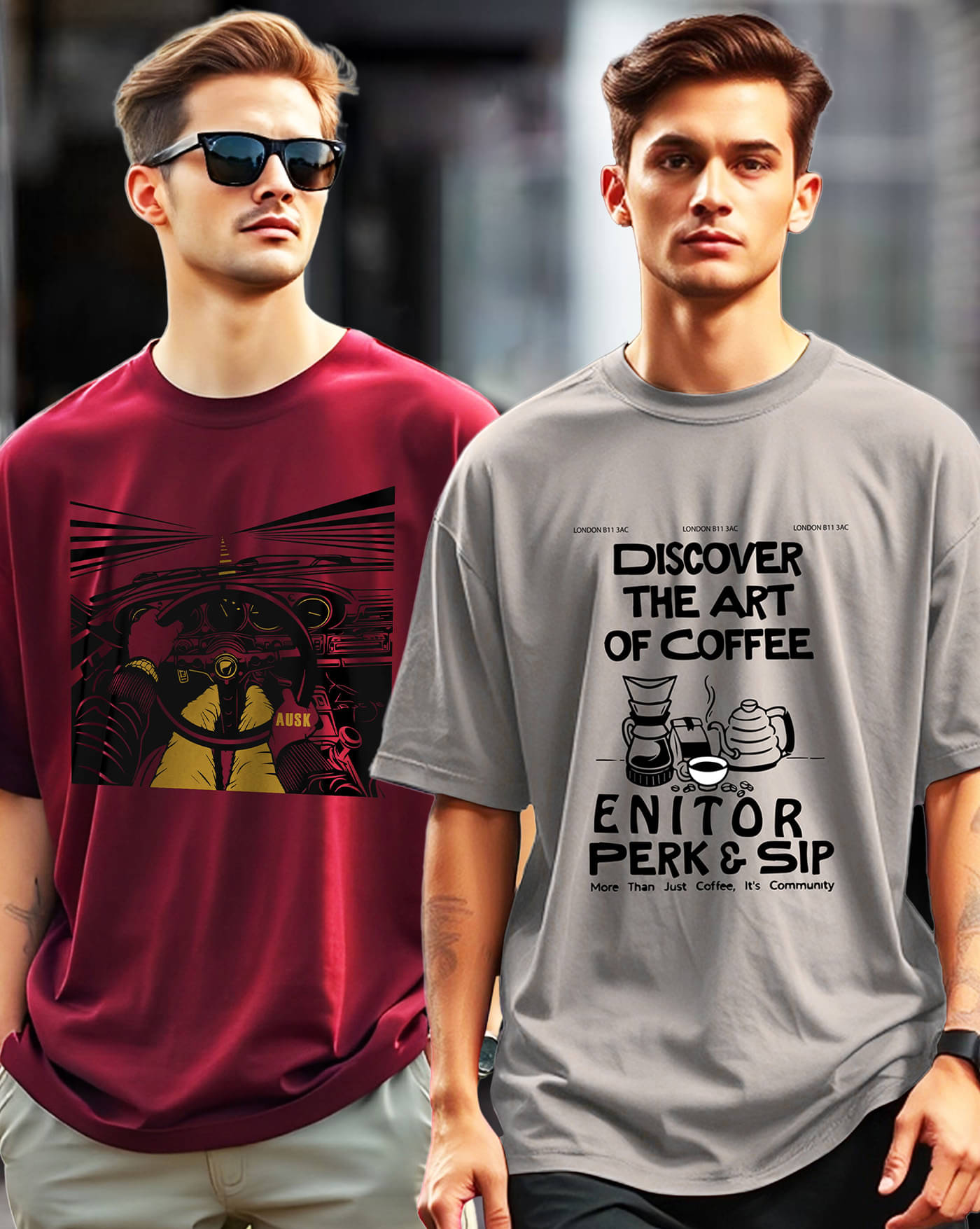 AOOSH Men Cotton Blend Oversized Fit Printed T-Shirt ( Grey ) AOOSH Men Cotton Blend Oversized Fit Printed T-Shirt ( Grey )