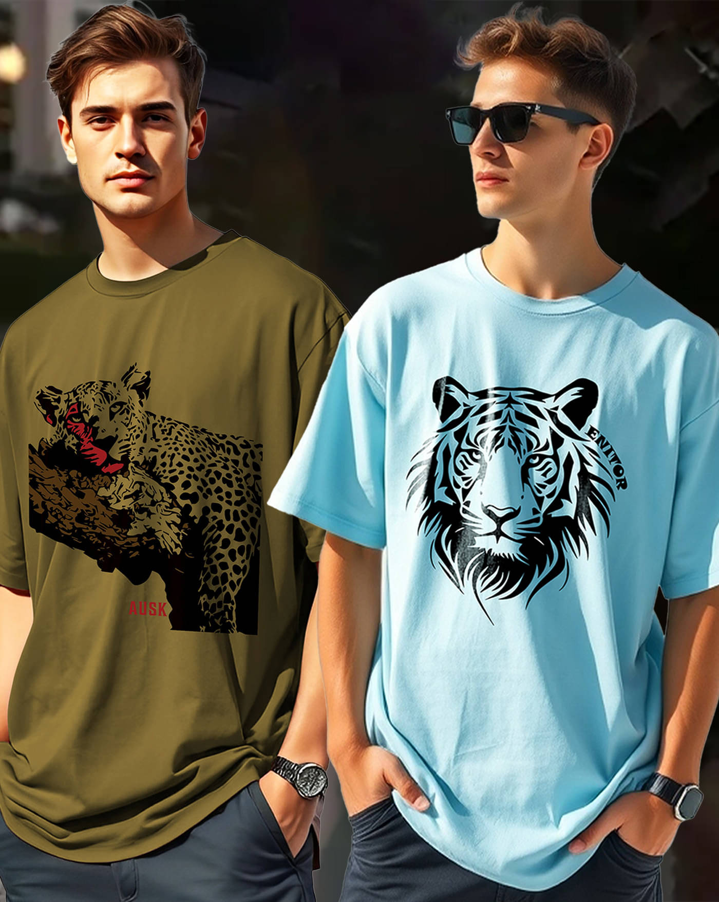    			AOOSH Men Cotton Blend Oversized Fit Printed T-Shirt ( Sky Blue )