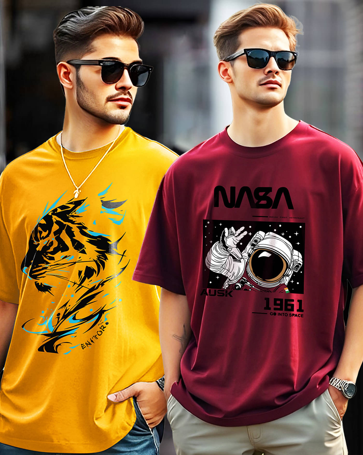 AOOSH Men Cotton Blend Oversized Fit Printed T-Shirt ( Yellow ) AOOSH Men Cotton Blend Oversized Fit Printed T-Shirt ( Yellow )