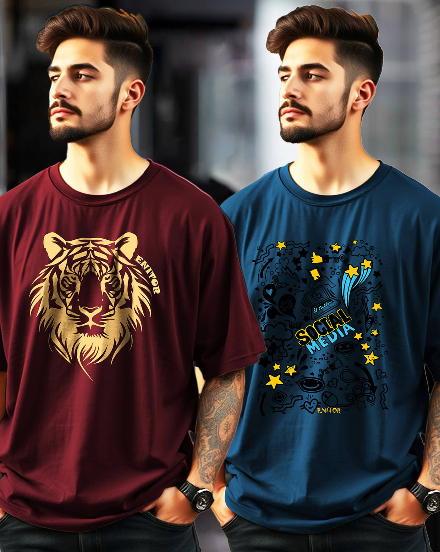 AOOSH Men Cotton Blend Oversized Fit Printed T-Shirt ( Teal Blue ) AOOSH Men Cotton Blend Oversized Fit Printed T-Shirt ( Teal Blue )