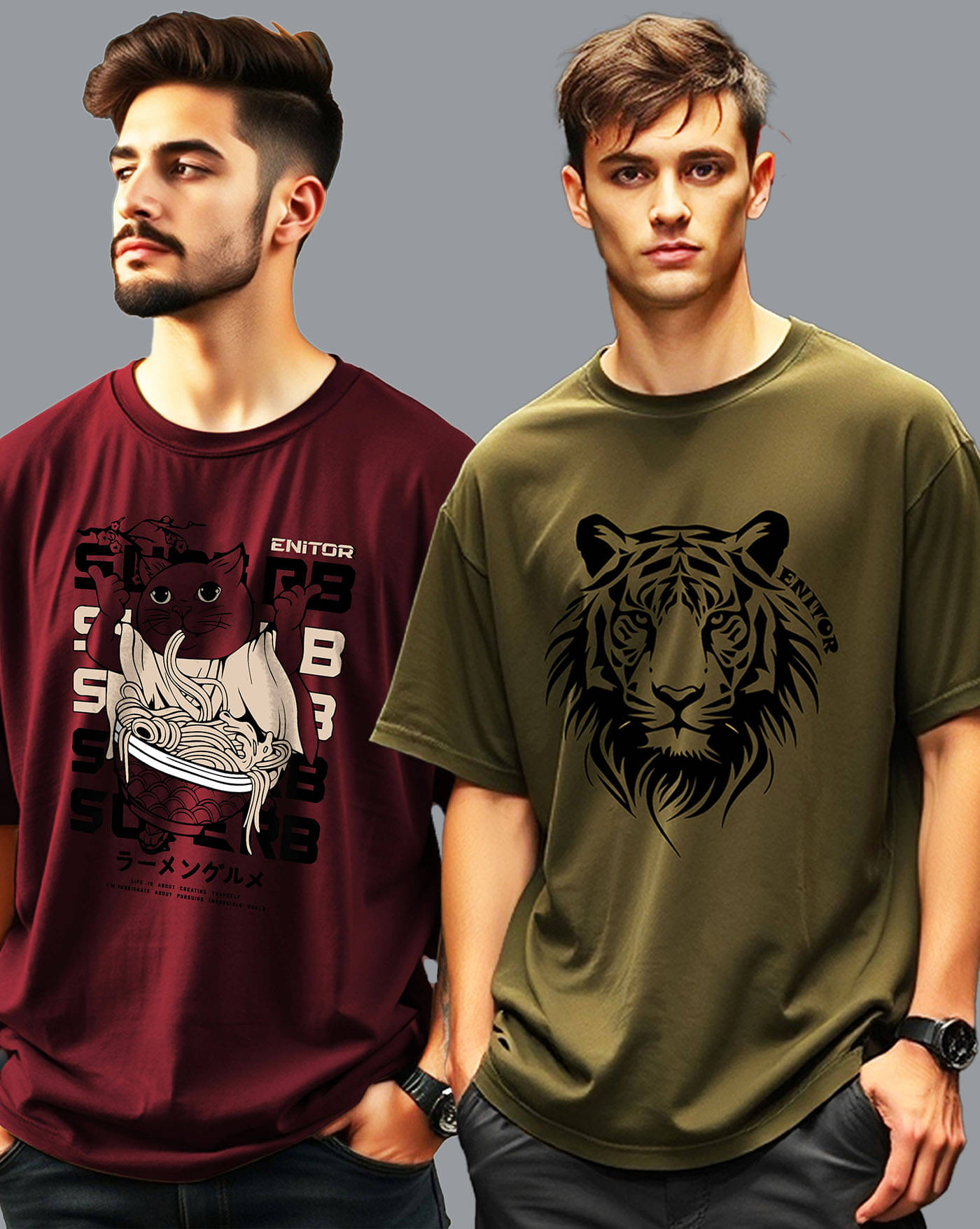 AOOSH Men Cotton Blend Oversized Fit Printed T-Shirt ( Green )     			AOOSH Men Cotton Blend Oversized Fit Printed T-Shirt ( Green )
