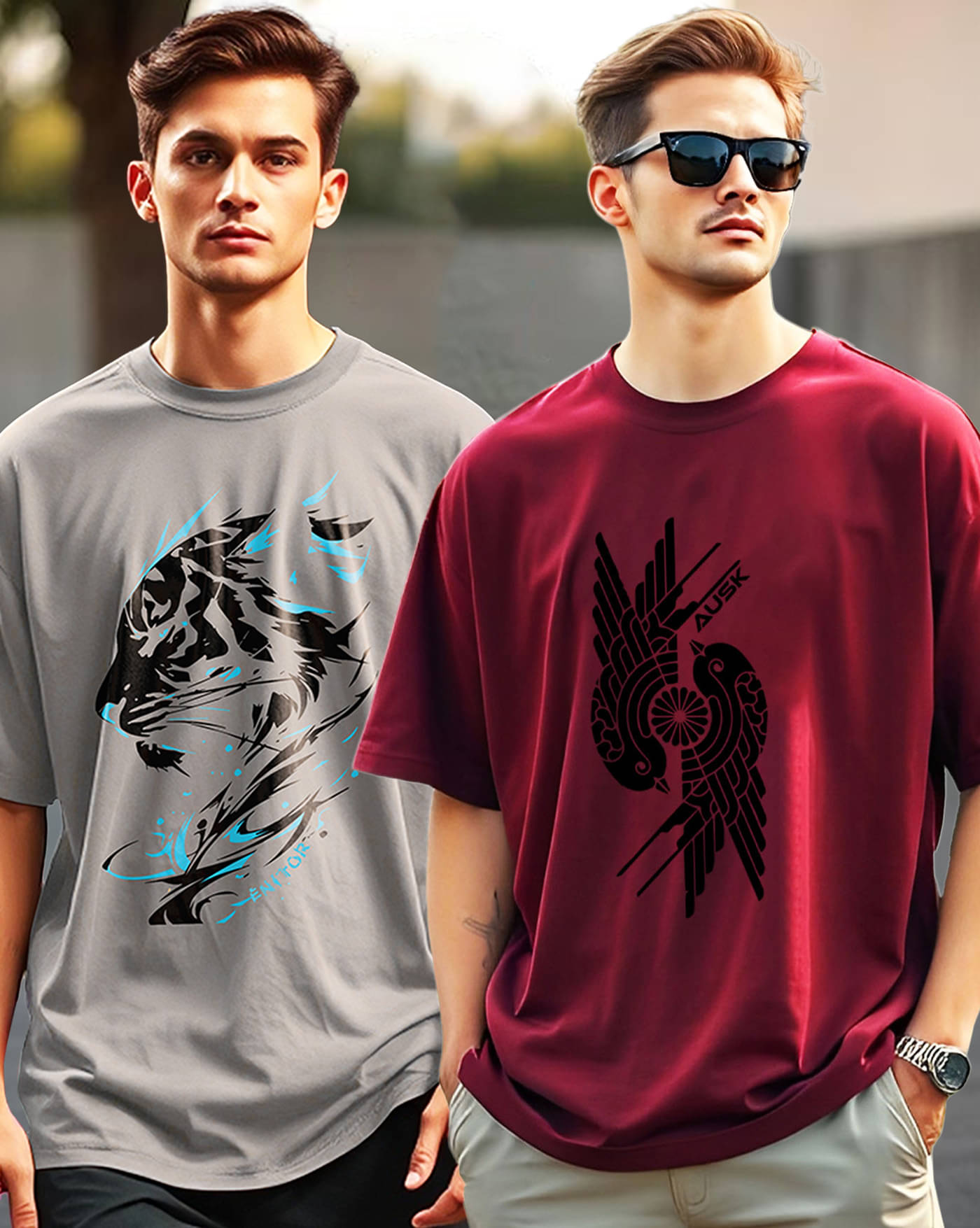 AOOSH Men Cotton Blend Oversized Fit Printed T-Shirt ( Grey ) AOOSH Men Cotton Blend Oversized Fit Printed T-Shirt ( Grey )