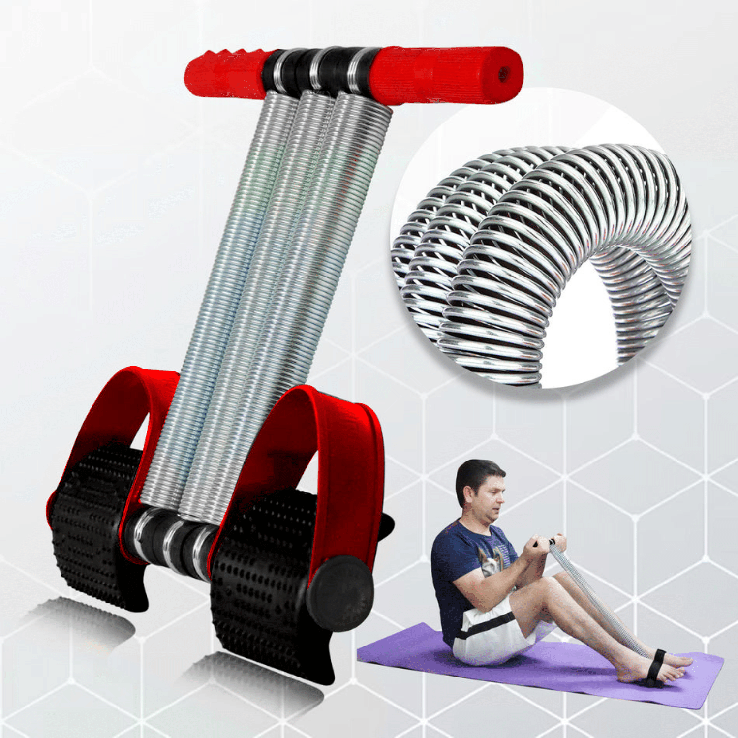     			Athlian Triple Spring Tummy Trimmer, Ultimate Abdominal Exerciser for Home Gym, Full Body Workout, Red