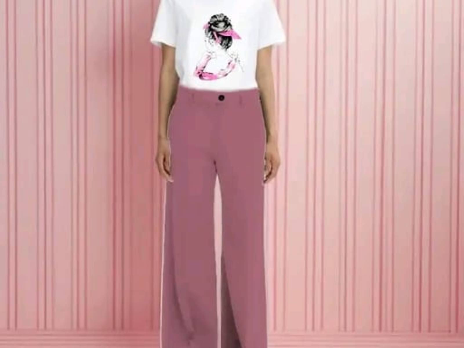     			Detly Women Printed T-Shirt With Trousers Co-Ord Set ( Pink )