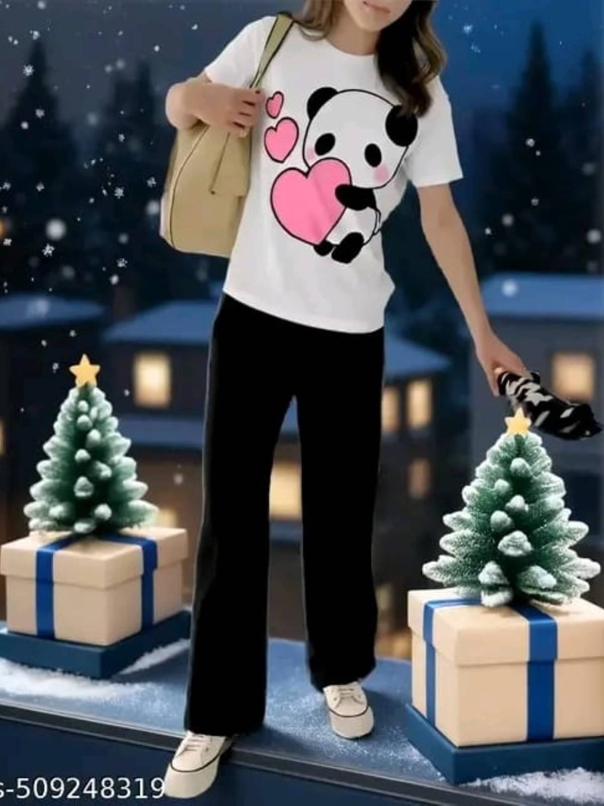     			Detly Women Printed T-Shirt With Trousers Co-Ord Set ( Pink )