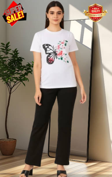     			Detly Women Printed T-Shirt With Trousers Co-Ord Set ( Pink )