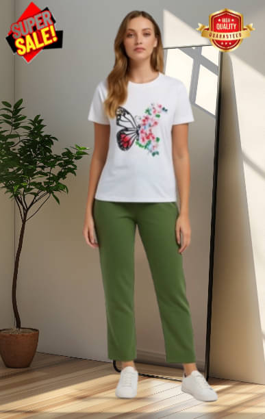     			Detly Women Printed T-Shirt With Trousers Co-Ord Set ( Pink )