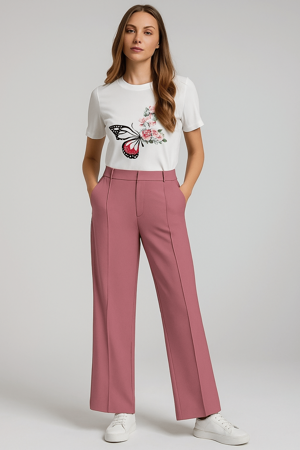     			Detly Women Printed T-Shirt With Trousers Co-Ord Set ( Pink )