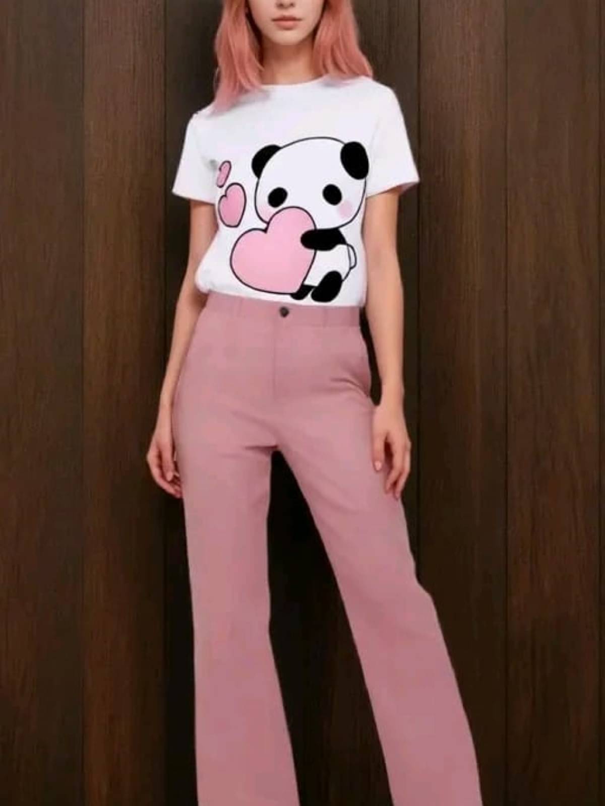     			Detly Women Printed T-Shirt With Trousers Co-Ord Set ( Pink )