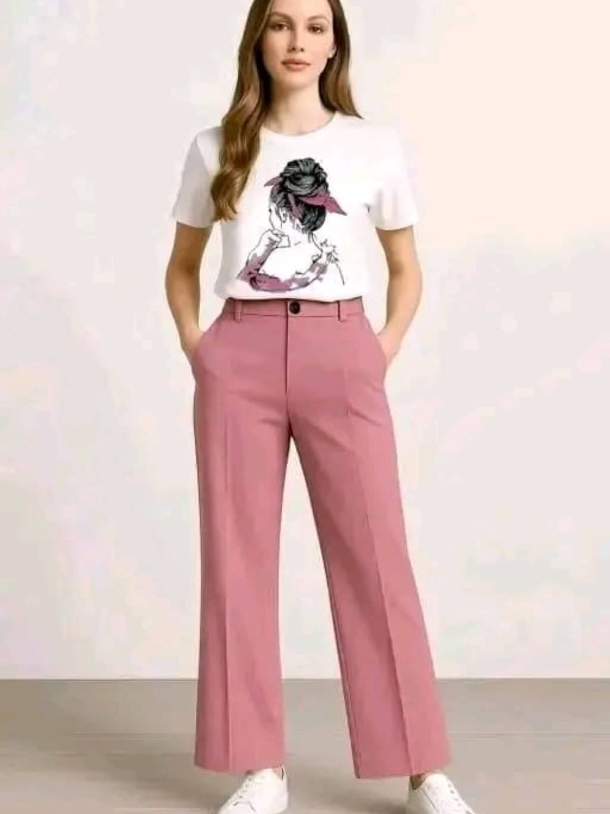     			Detly Women Printed T-Shirt With Trousers Co-Ord Set ( Pink )