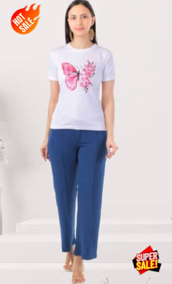     			Detly Women Printed T-Shirt With Trousers Co-Ord Set ( Pink )