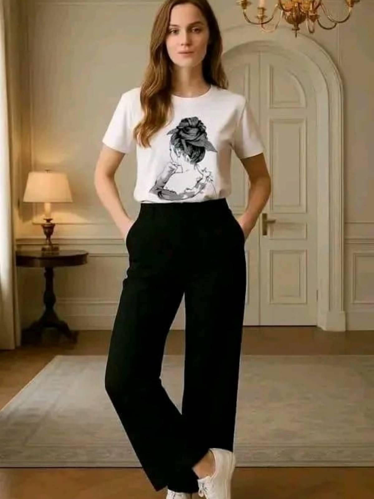     			Detly Women Printed T-Shirt With Trousers Co-Ord Set ( Pink )