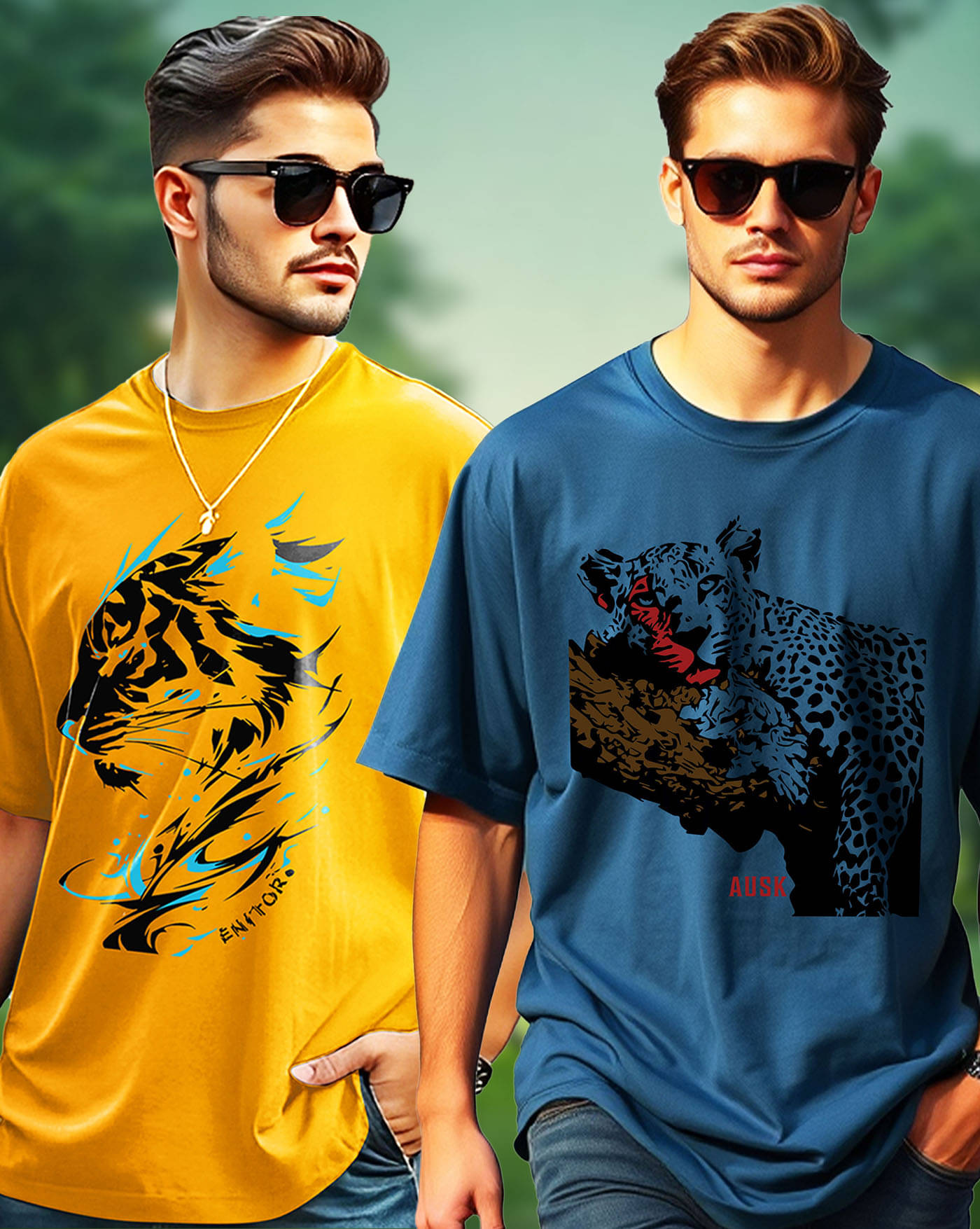 ENITOR Men Cotton Blend Oversized Fit Printed T-Shirt ( Yellow ) ENITOR Men Cotton Blend Oversized Fit Printed T-Shirt ( Yellow )