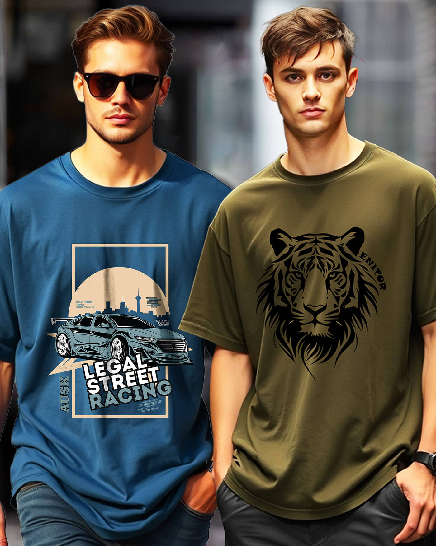 ENITOR Men Cotton Blend Oversized Fit Printed T-Shirt ( Green ) ENITOR Men Cotton Blend Oversized Fit Printed T-Shirt ( Green )
