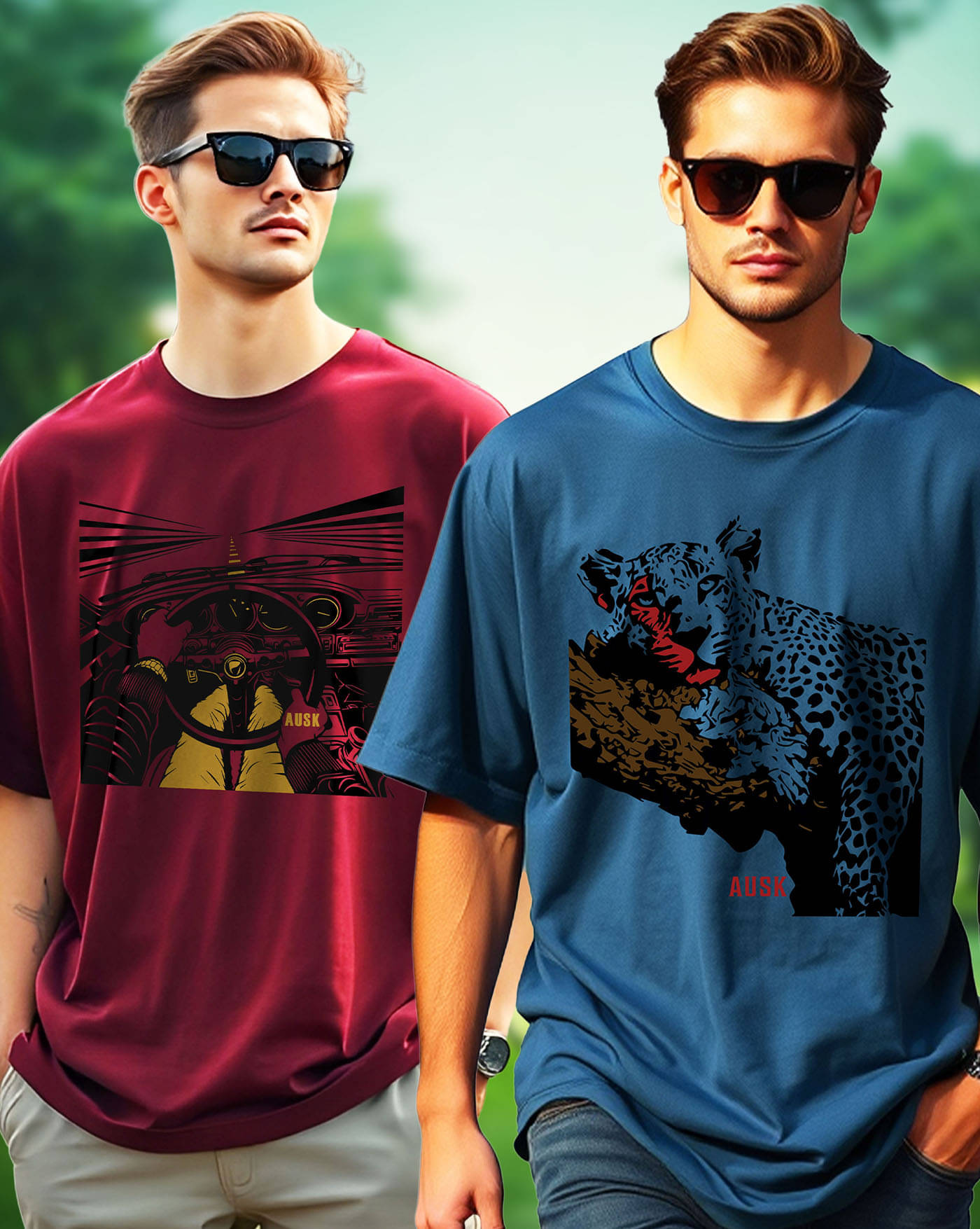     			ENITOR Men Cotton Blend Oversized Fit Printed T-Shirt ( Maroon )