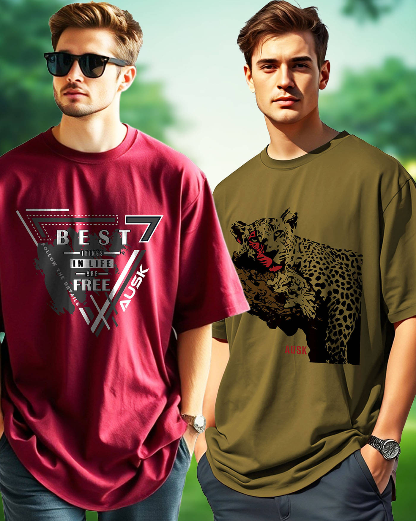 ENITOR Men Cotton Blend Oversized Fit Printed T-Shirt ( Green ) ENITOR Men Cotton Blend Oversized Fit Printed T-Shirt ( Green )