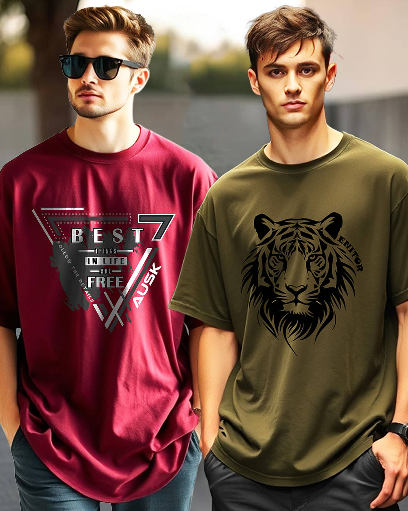     			ENITOR Men Cotton Blend Oversized Fit Printed T-Shirt ( Green )
