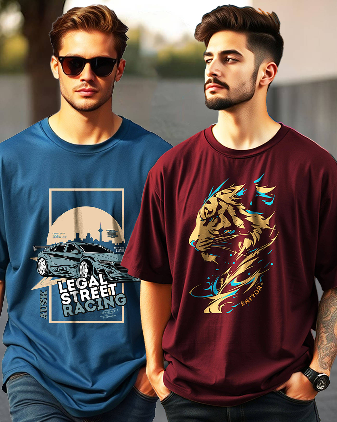 ENITOR Men Cotton Blend Oversized Fit Printed T-Shirt ( Maroon ) ENITOR Men Cotton Blend Oversized Fit Printed T-Shirt ( Maroon )