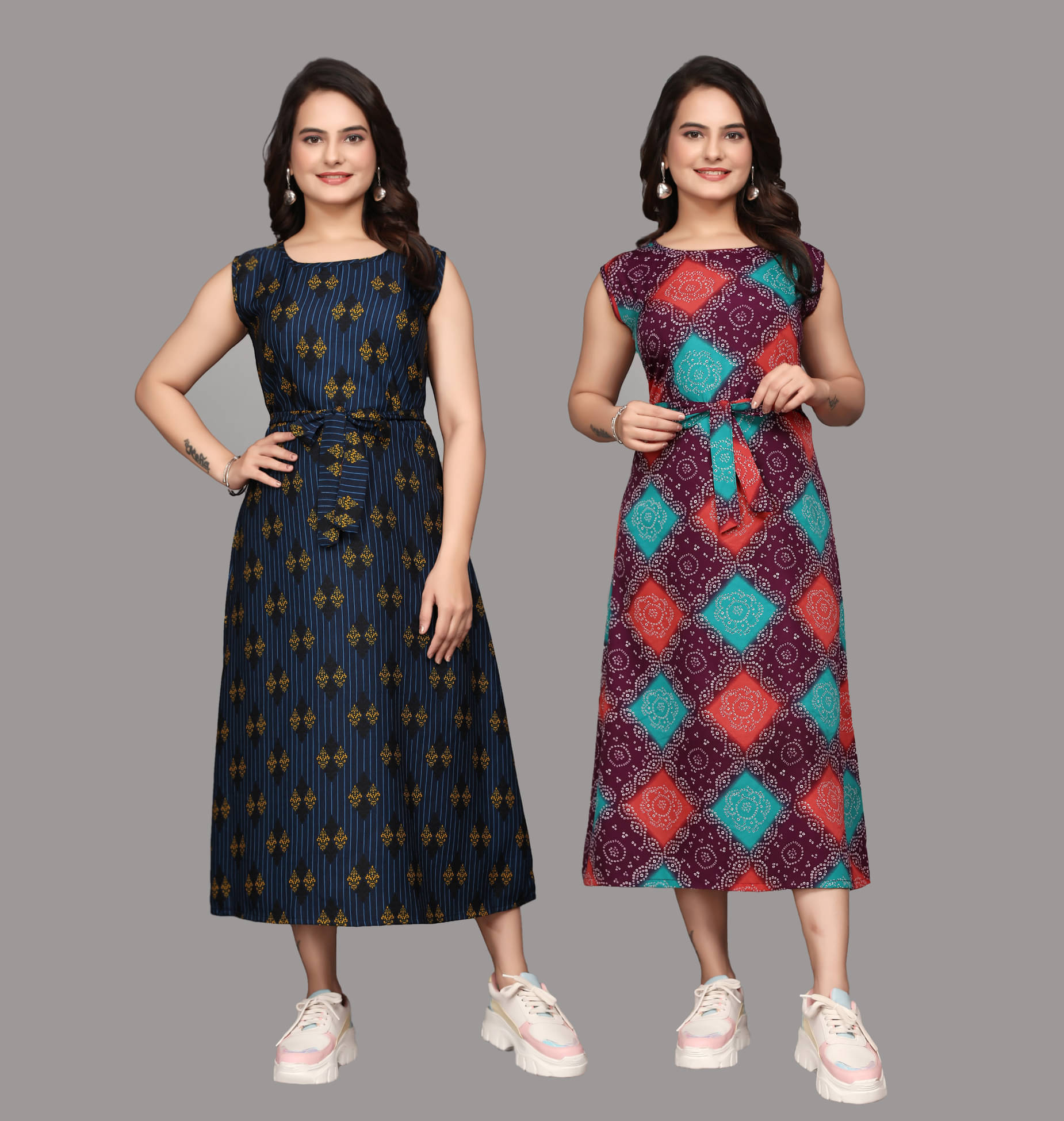 KALAVRITTA Women Crepe Printed Maxi ( Multicolor 7 ) KALAVRITTA Women Crepe Printed Maxi ( Multicolor 7 )