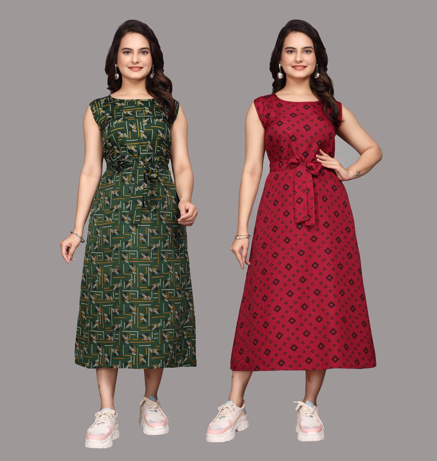 KALAVRITTA Women Crepe Solid Maxi ( Multicolor 2 )     			KALAVRITTA Women Crepe Solid Maxi ( Multicolor 2 )