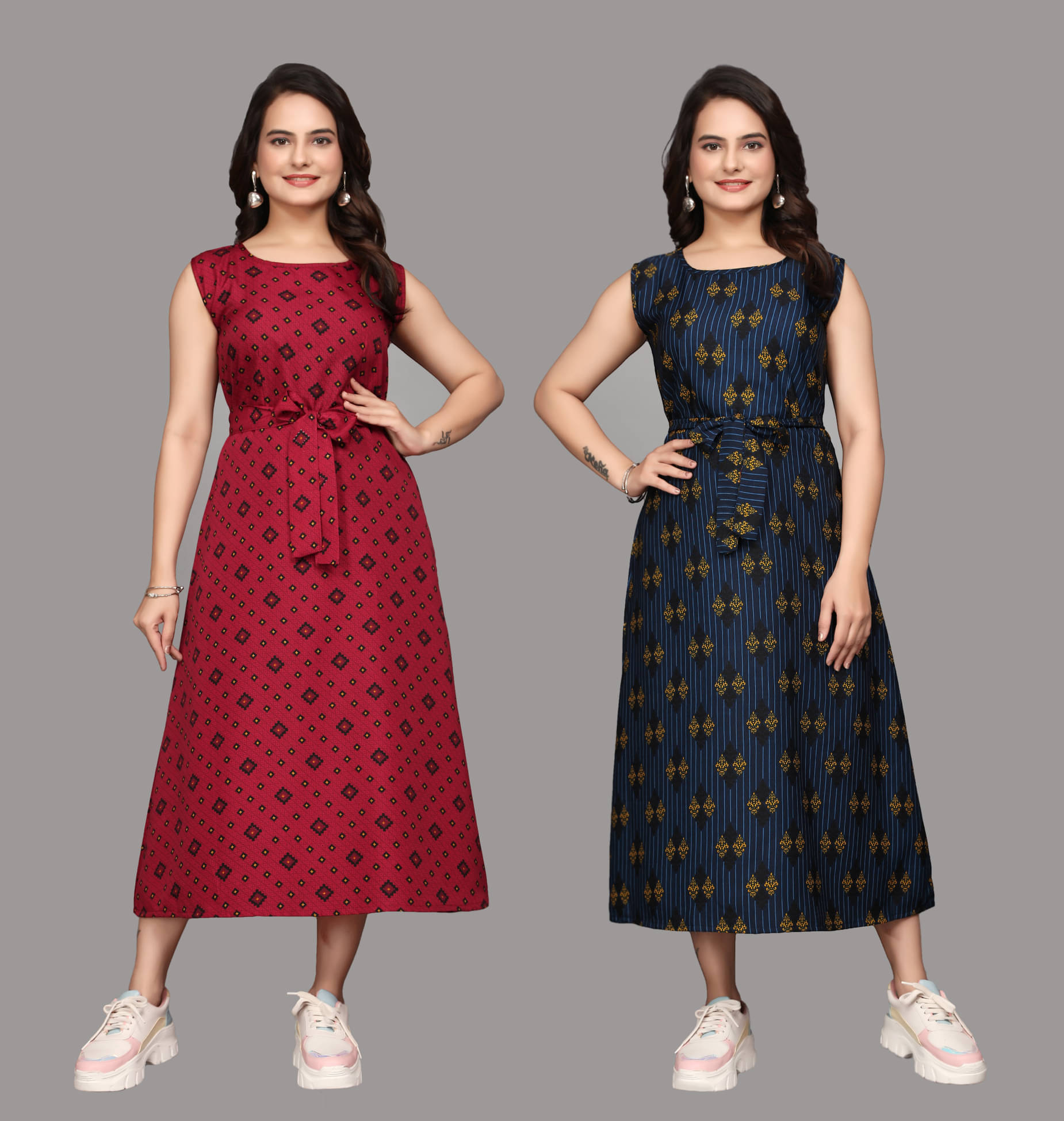 KALAVRITTA Women Crepe Solid Maxi ( Multicolor 2 )     			KALAVRITTA Women Crepe Solid Maxi ( Multicolor 2 )