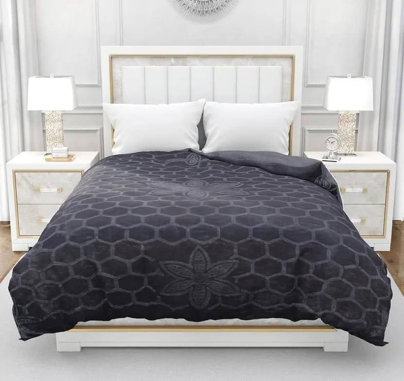 KHUSHRIT Mink Geometric Double Bed Blanket ( 210 cm x 220 cm ) - Grey ( Pack of 1 ) KHUSHRIT Mink Geometric Double Bed Blanket ( 210 cm x 220 cm ) - Grey ( Pack of 1 )