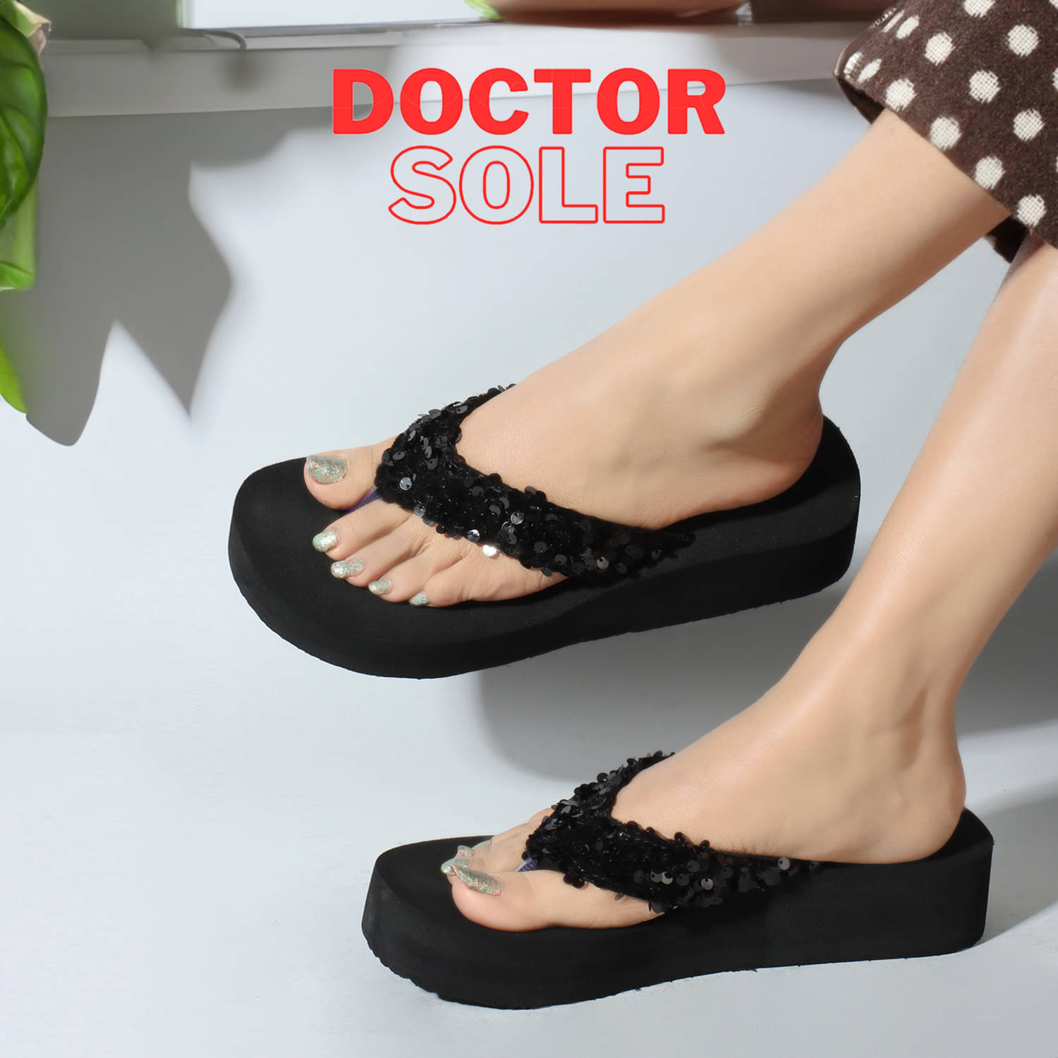     			LOVEHUSH Black Women's Flip Flop