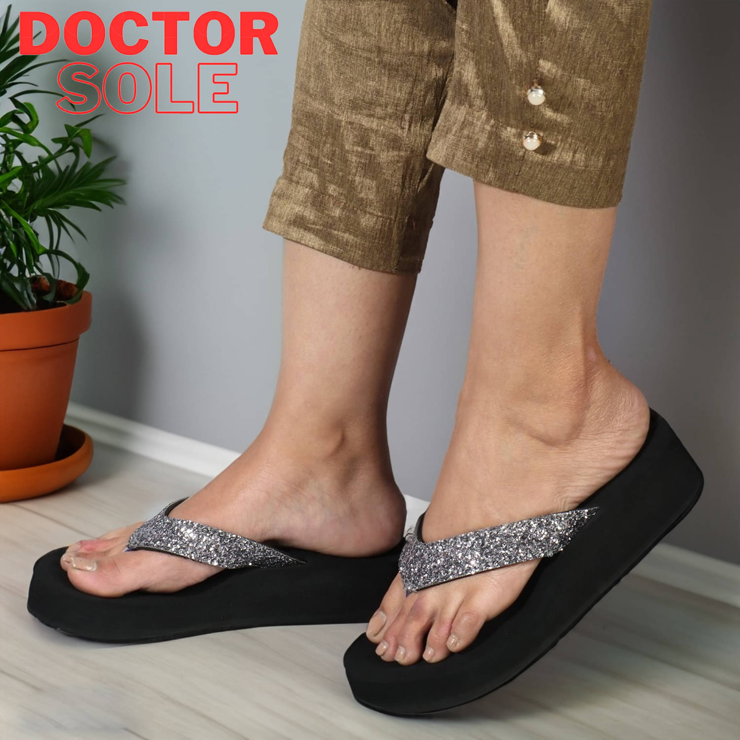     			LOVEHUSH Grey Women's Flip Flop