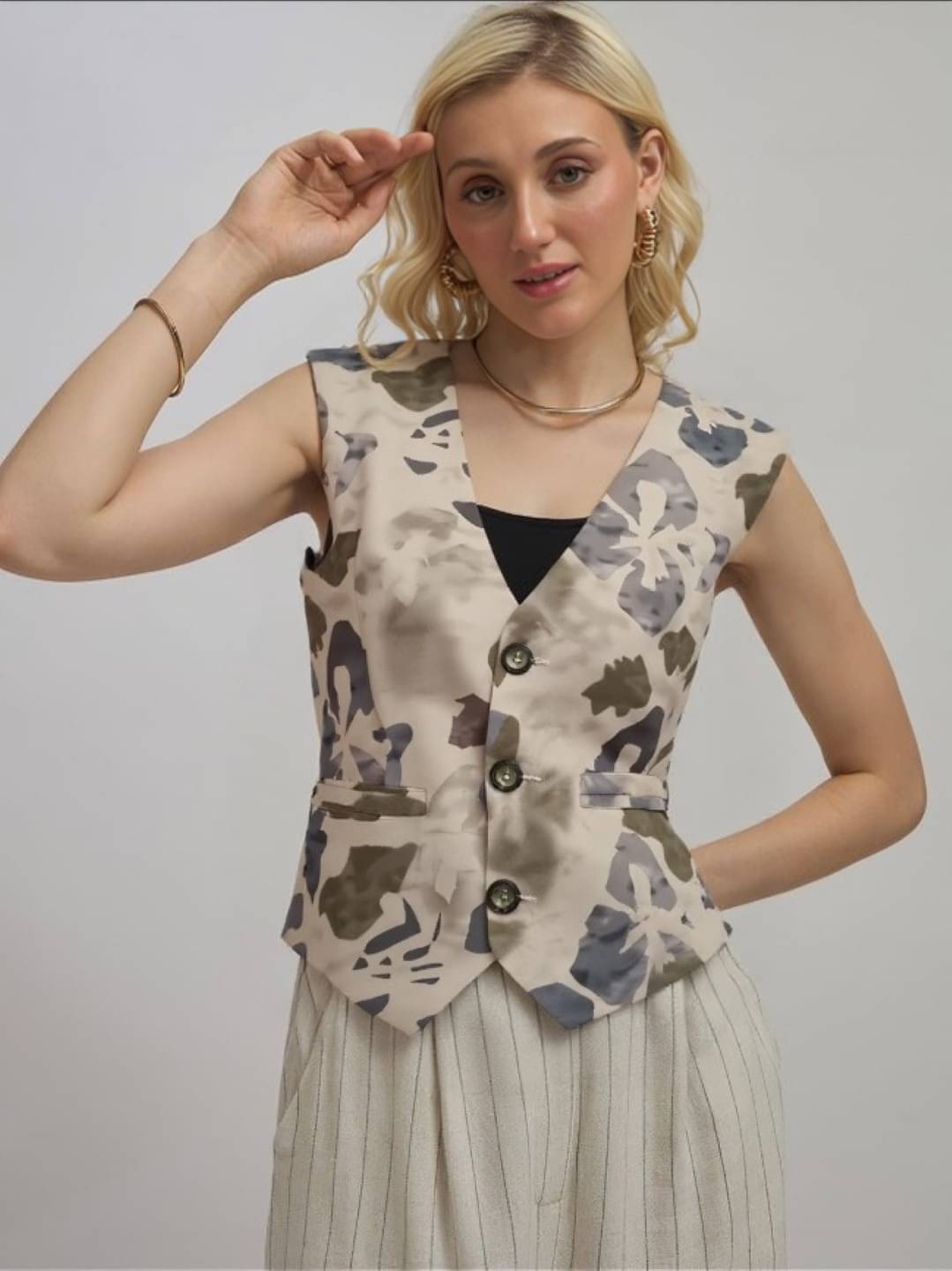     			MAYKR Cotton Women's Waistcoats - Off White ( Single )
