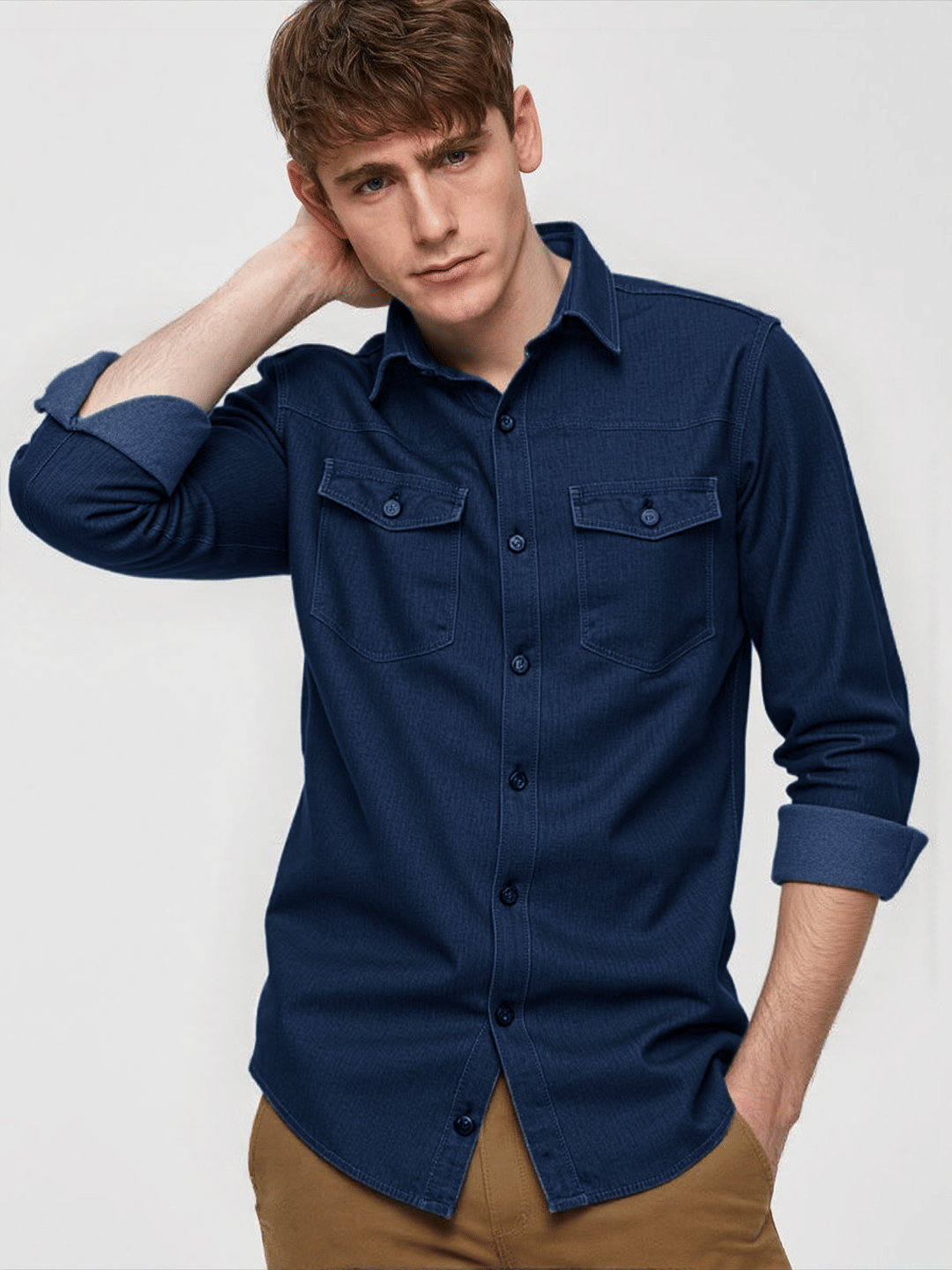 MAYKR Denim Regular Fit Solids Full Sleeves Men's Casual Shirt - Navy ( Pack of 1 ) MAYKR Denim Regular Fit Solids Full Sleeves Men's Casual Shirt - Navy ( Pack of 1 )