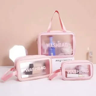     			Makeup Pouch Set, Cosmetic Organizer Bag for Women and Girls Travel Waterproof Toiletry Storage Kit (3Pcs - Pink)