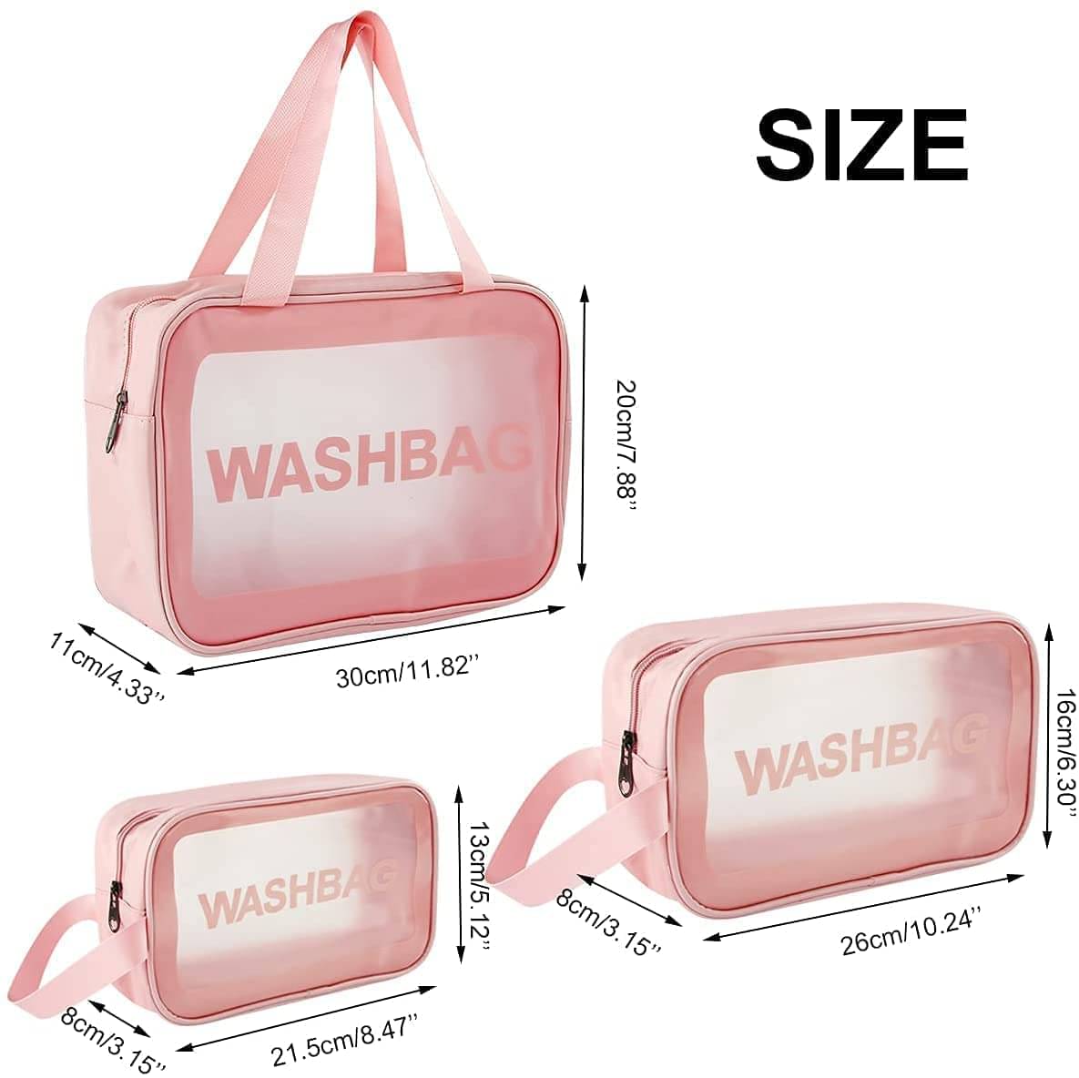     			Makeup Pouch Set, Cosmetic Organizer Bag for Women and Girls Travel Waterproof Toiletry Storage Kit (3Pcs - Pink)