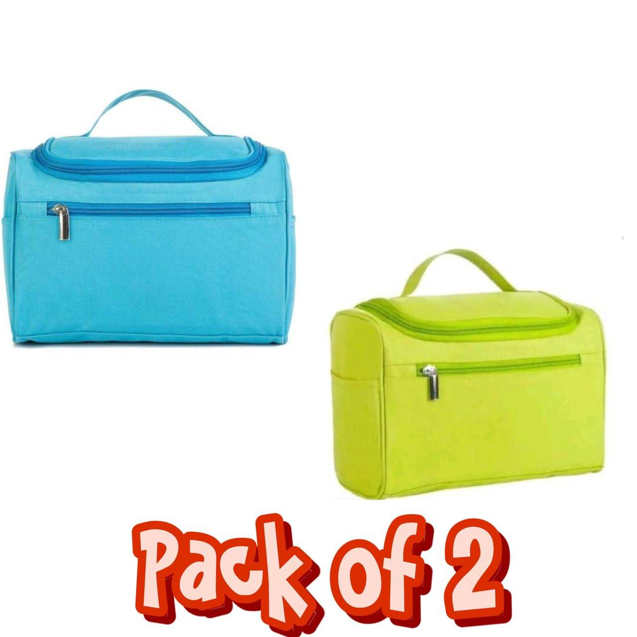     			PACK OF 2 | Cosmetic Makeup Organizer Toiletry Bag for Women & Men -BLUE , BLACK , PARROT