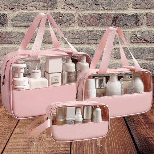     			Pack of 3 | Wash bag | Makeup Travel Pouch, Cosmetic Bag, Travel kit Pouch for Toiletries, Brushes and Cosmetics