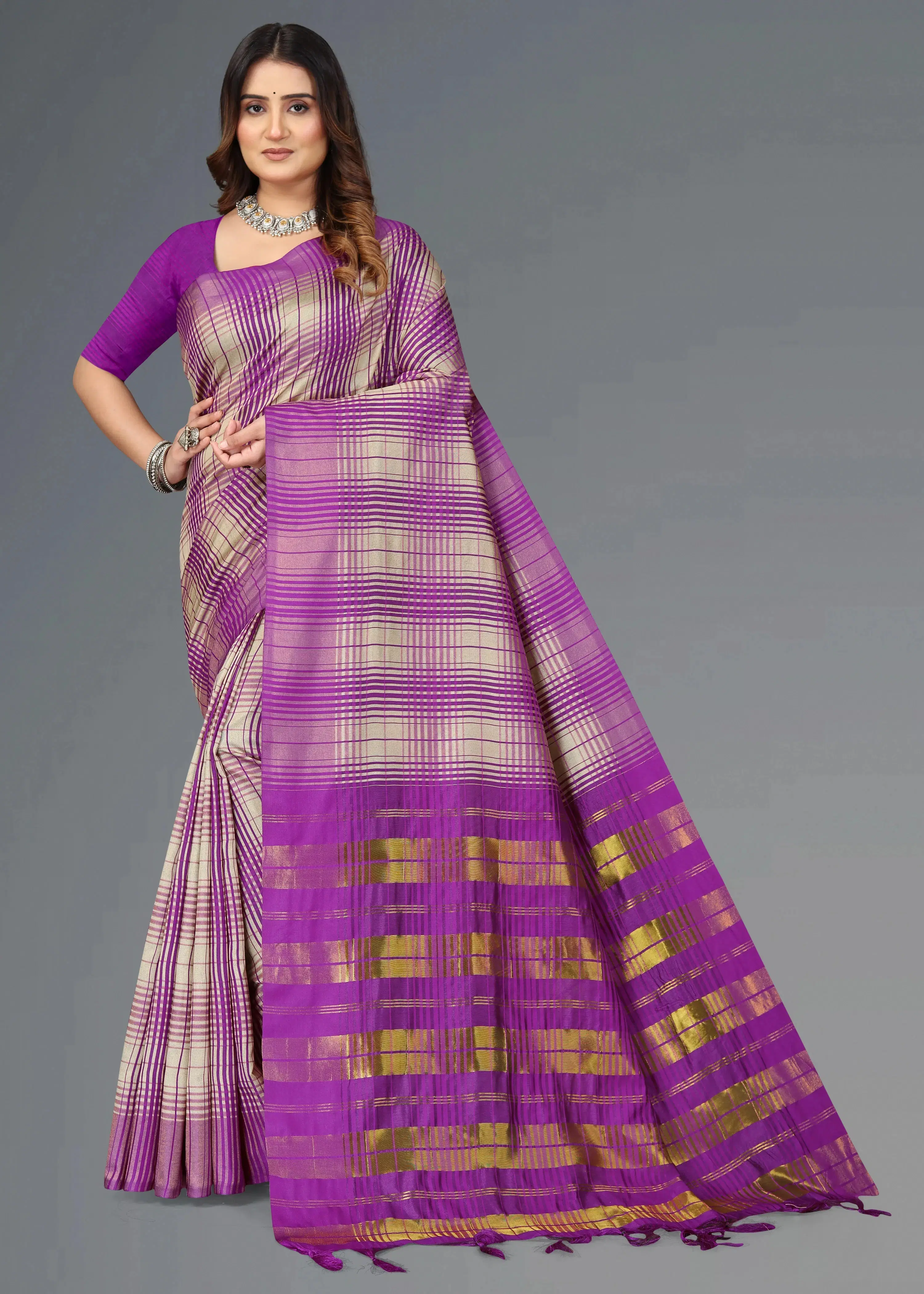 Priyansh Creation Cotton Blend Checks Saree With Unstitched Blouse Piece ( Multicolor ) Priyansh Creation Cotton Blend Checks Saree With Unstitched Blouse Piece ( Multicolor )