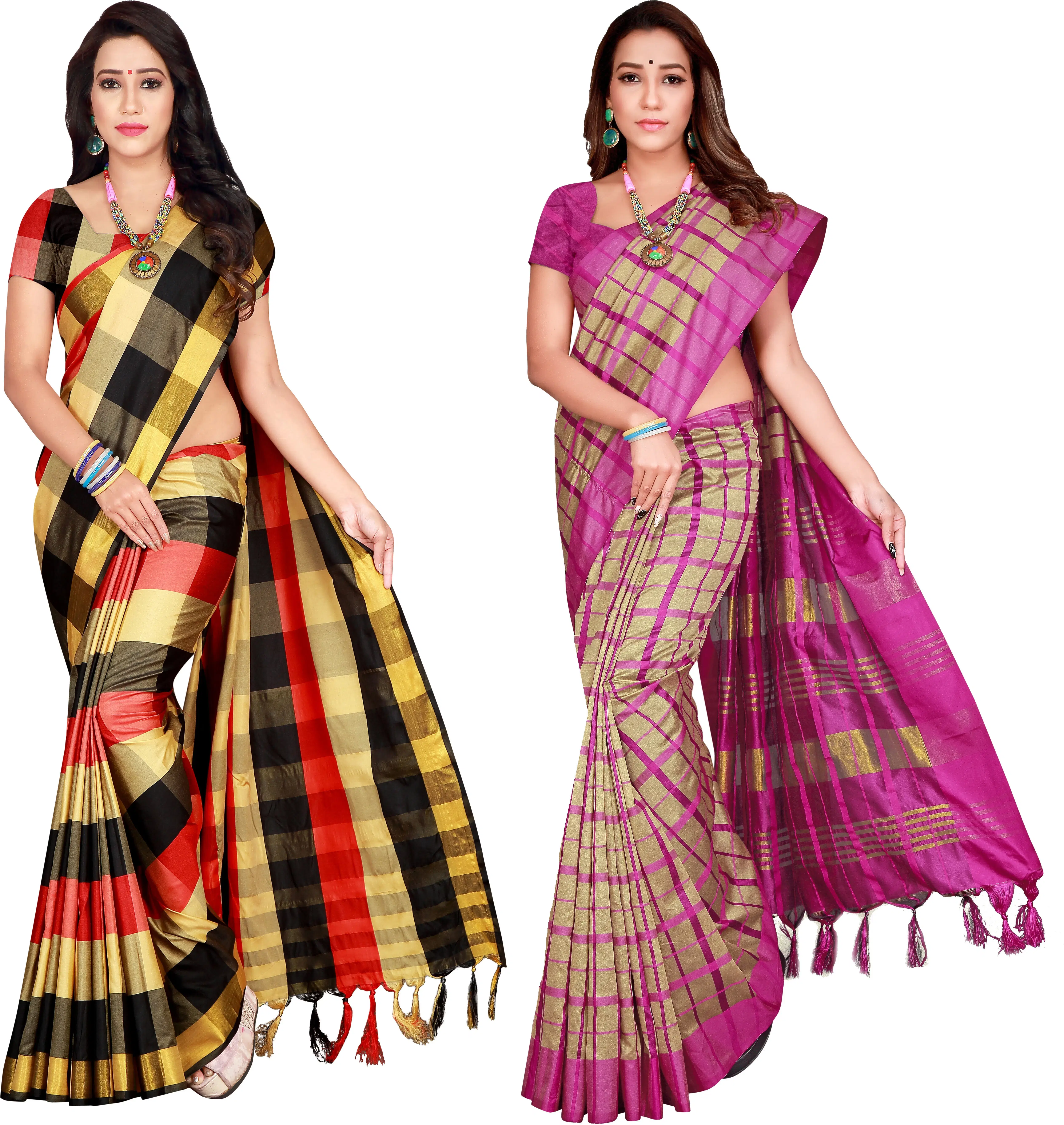 Priyansh Creation Cotton Silk Checks Saree With Unstitched Blouse Piece ( Multicolor ) Priyansh Creation Cotton Silk Checks Saree With Unstitched Blouse Piece ( Multicolor )