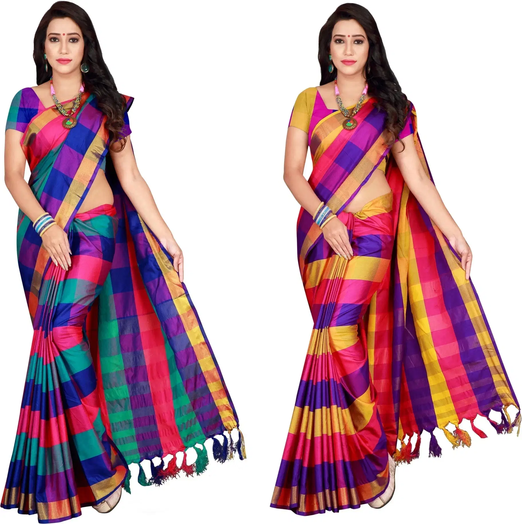 Priyansh Creation Cotton Silk Checks Saree With Unstitched Blouse Piece ( Pink ) Priyansh Creation Cotton Silk Checks Saree With Unstitched Blouse Piece ( Pink )