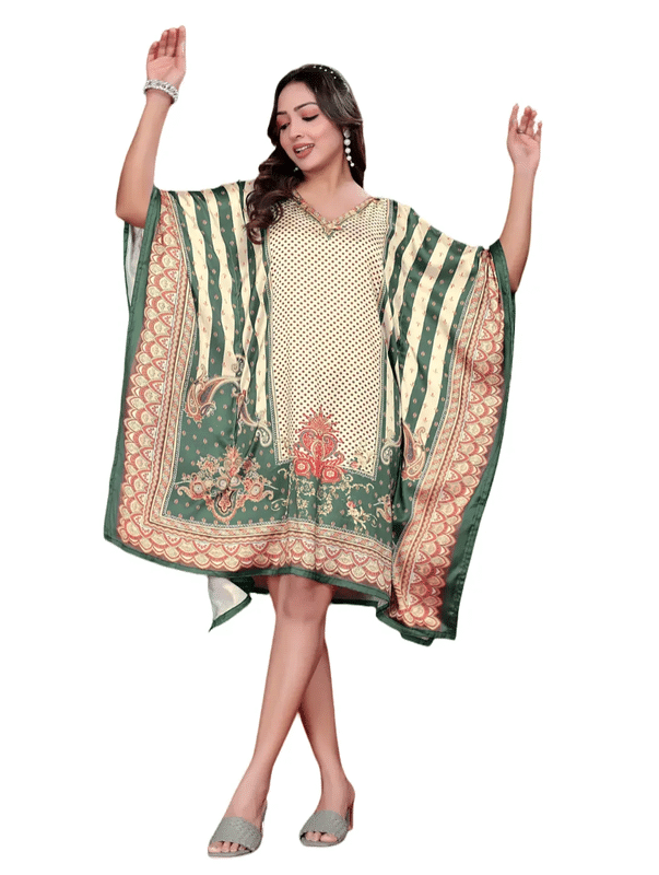     			SILK SUTRA Women's Satin Kaftan ( Multicolor )