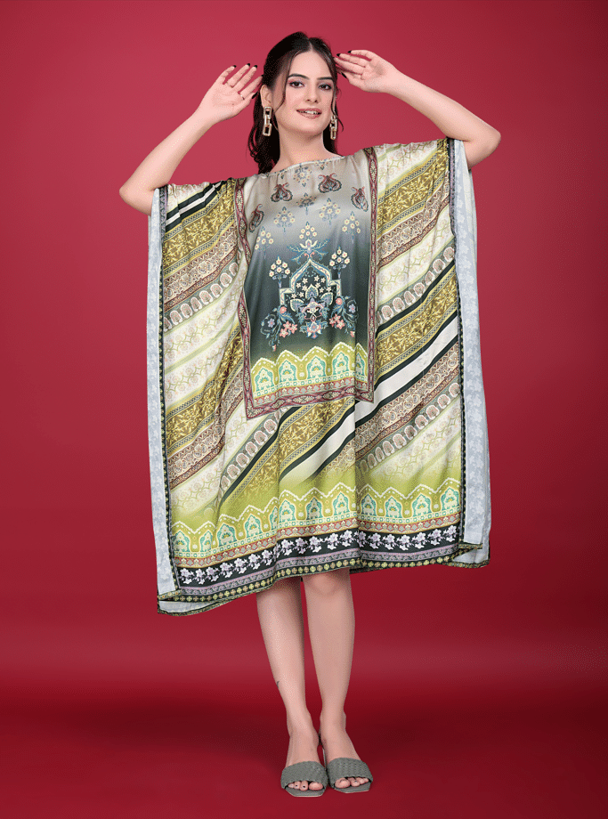     			SILK SUTRA Women's Satin Kaftan ( Multicolor )