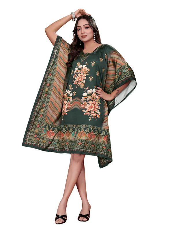     			SILK SUTRA Women's Satin Kaftan ( Multicolor )