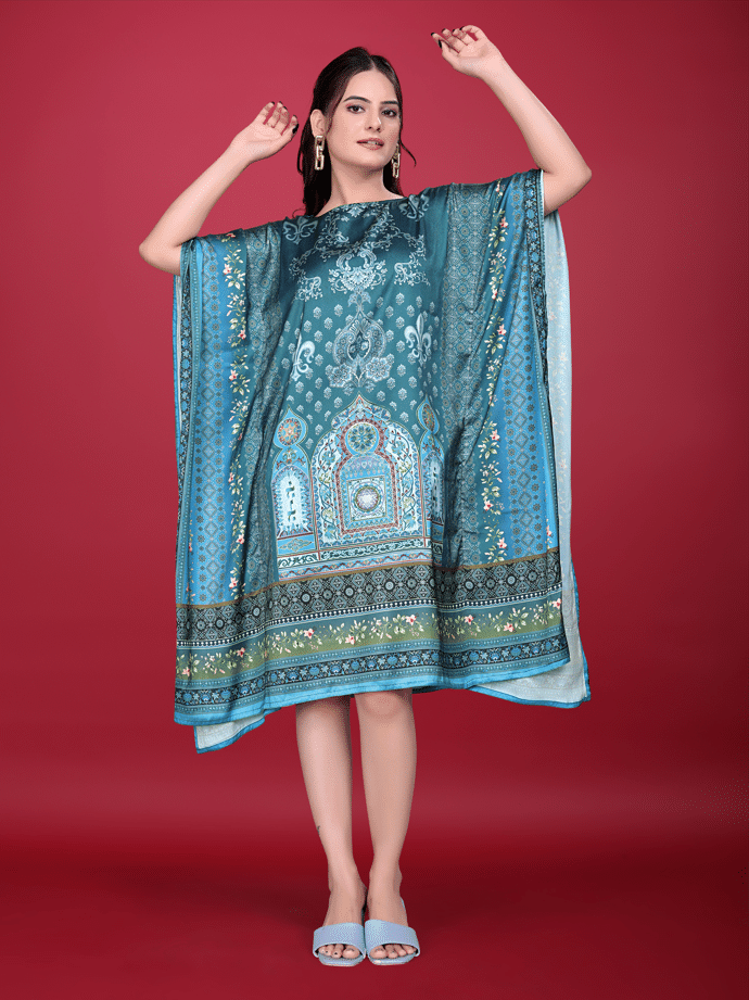     			SILK SUTRA Women's Satin Kaftan ( Multicolor )
