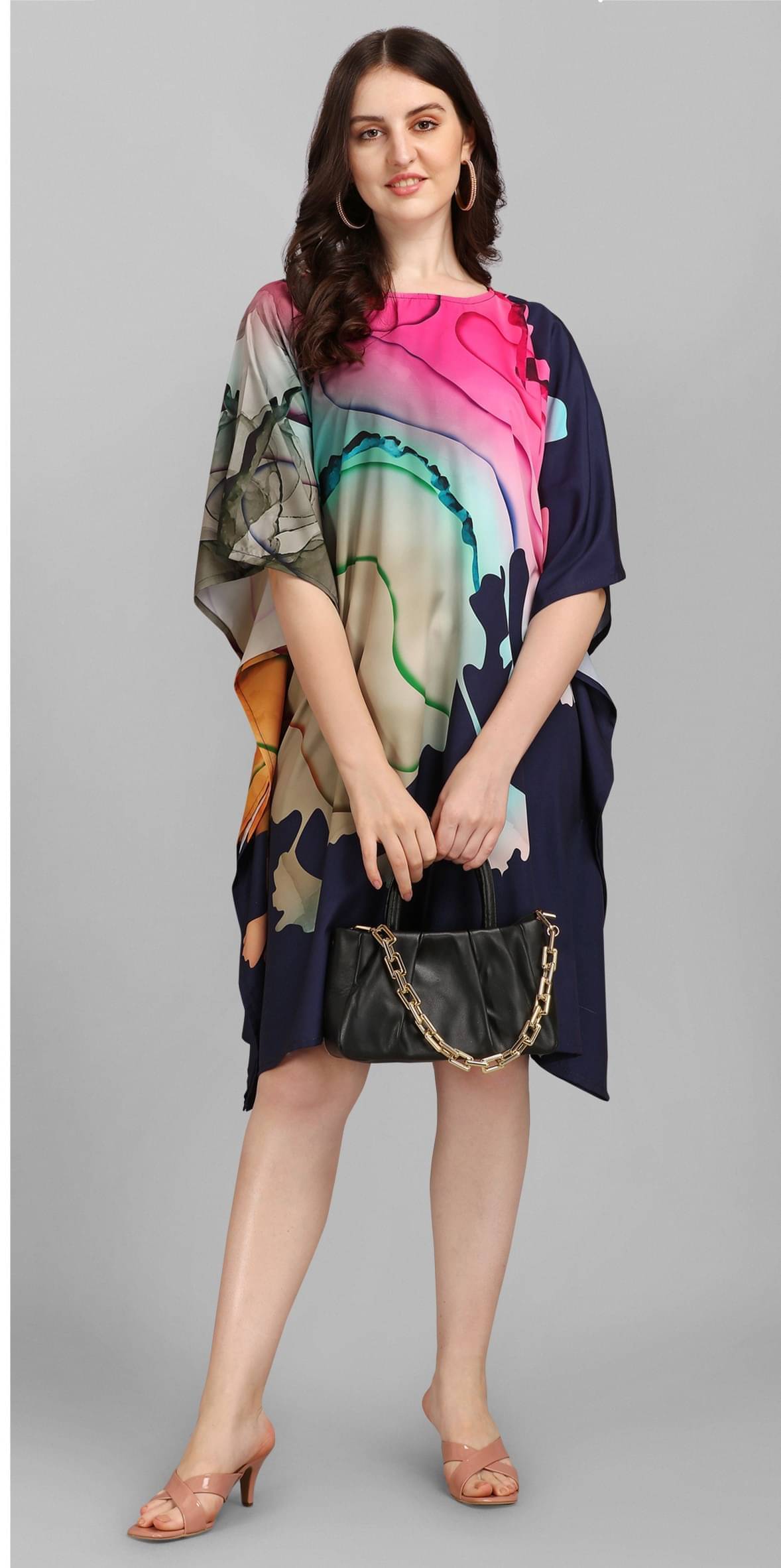    			SILK SUTRA Women's Silk Kaftan ( Multicolor )