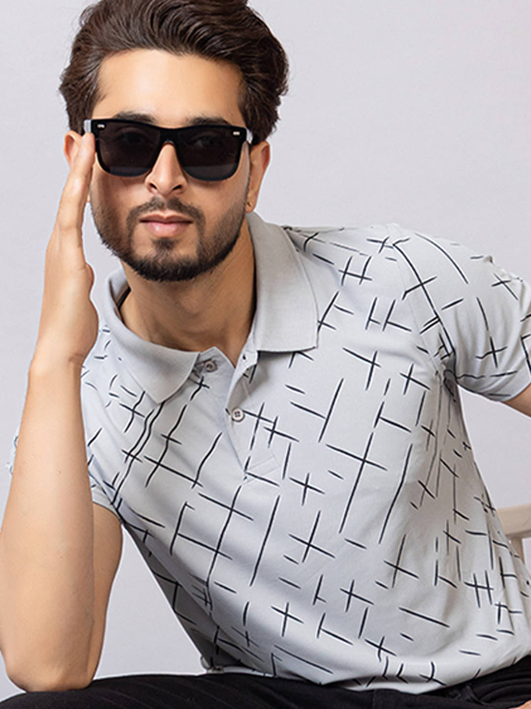 TRIUS Men Polyester Regular Fit Printed Polo T Shirt ( Grey ) TRIUS Men Polyester Regular Fit Printed Polo T Shirt ( Grey )