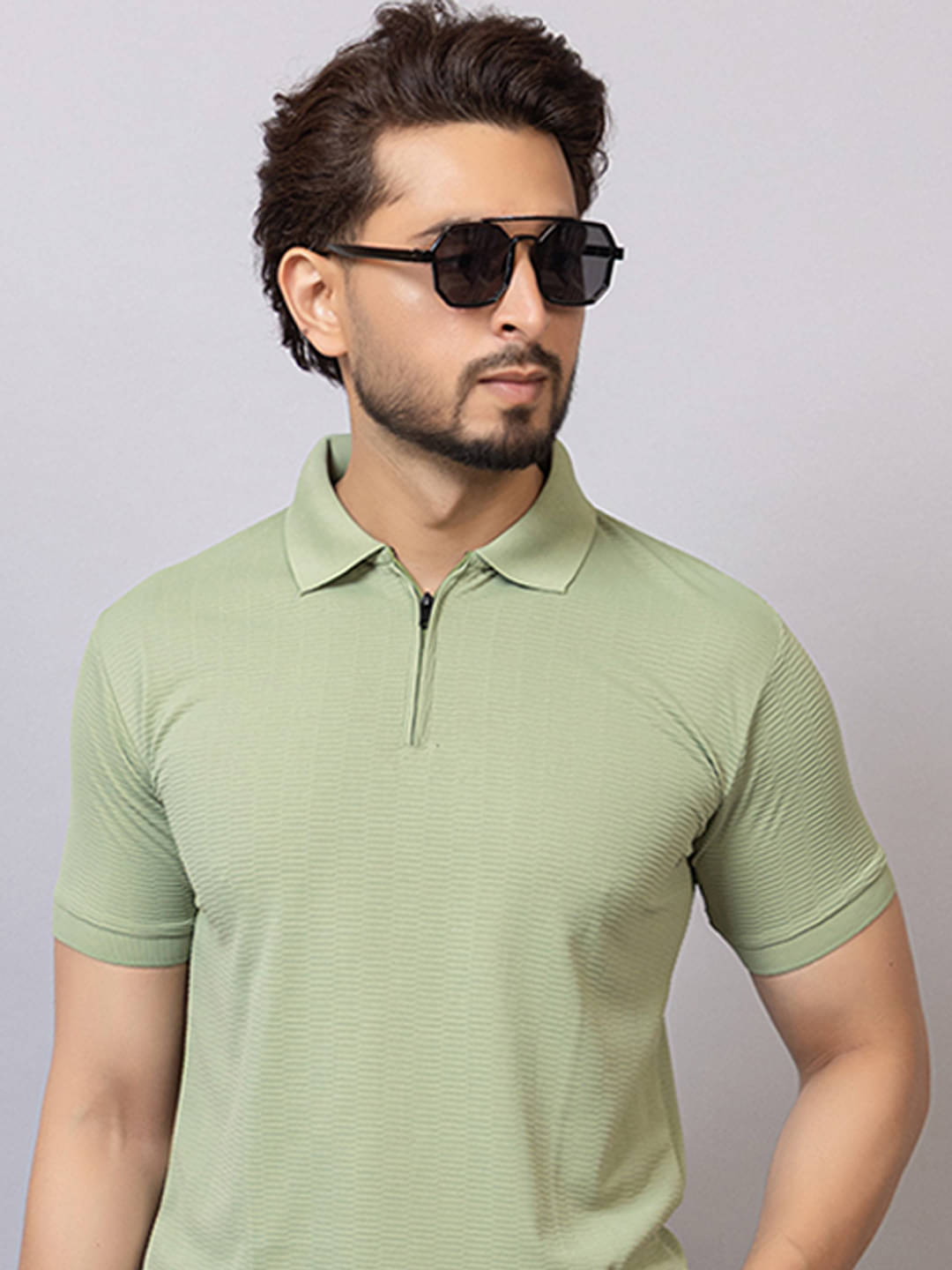 TRIUS Men Polyester Regular Fit Self Design Polo T Shirt ( Green ) TRIUS Men Polyester Regular Fit Self Design Polo T Shirt ( Green )