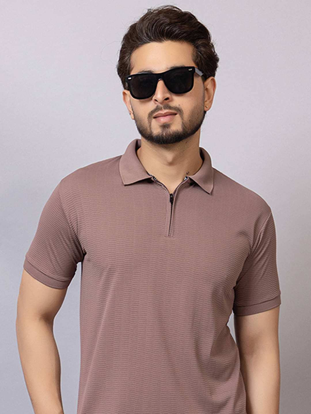 TRIUS Men Polyester Regular Fit Self Design Polo T Shirt ( Brown ) TRIUS Men Polyester Regular Fit Self Design Polo T Shirt ( Brown )