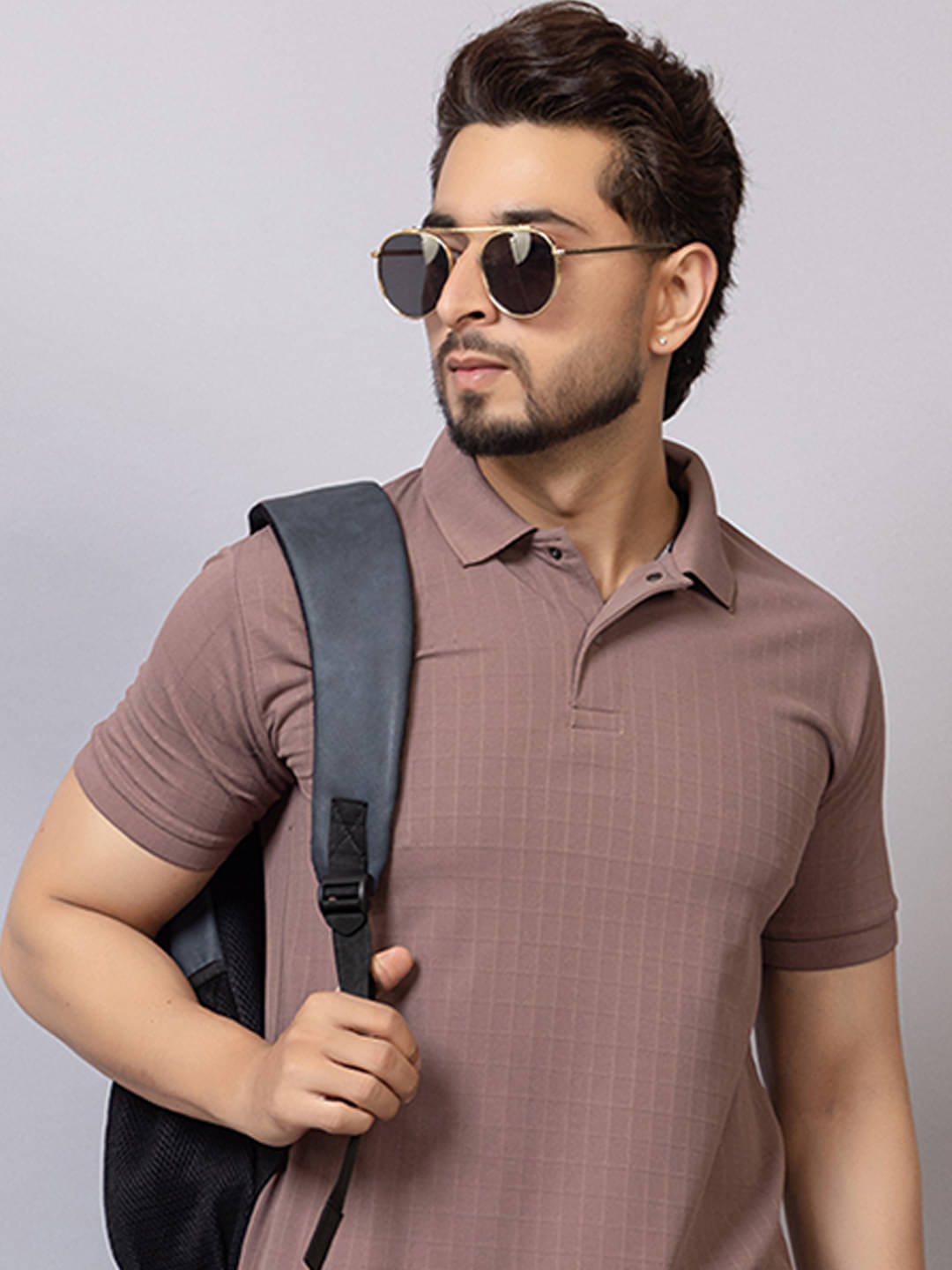 TRIUS Men Polyester Regular Fit Self Design Polo T Shirt ( Brown ) TRIUS Men Polyester Regular Fit Self Design Polo T Shirt ( Brown )