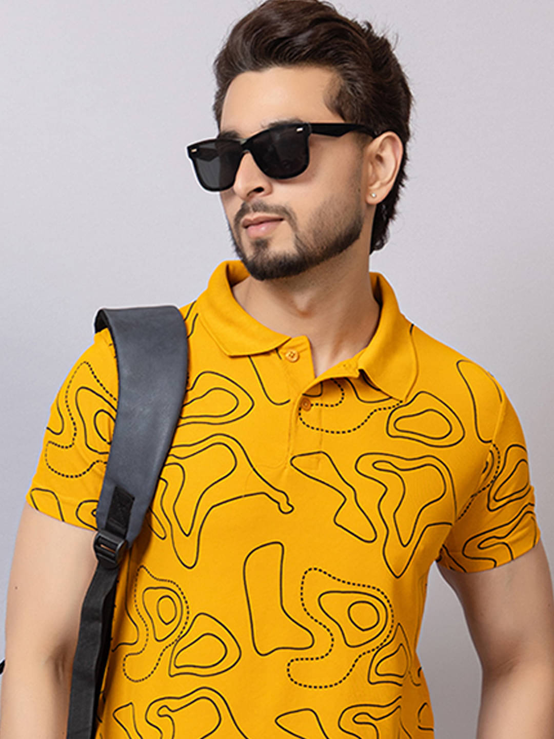 TRIUS Men Polyester Regular Fit Printed Polo T Shirt ( Mustard ) TRIUS Men Polyester Regular Fit Printed Polo T Shirt ( Mustard )