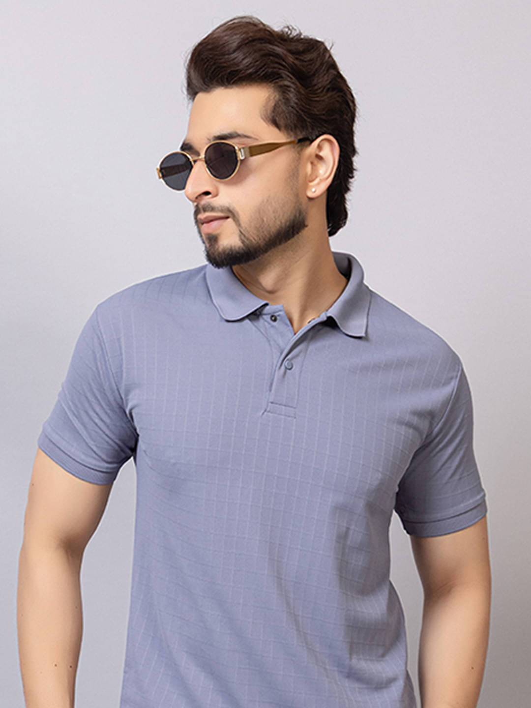 TRIUS Men Polyester Regular Fit Self Design Polo T Shirt ( Blue ) TRIUS Men Polyester Regular Fit Self Design Polo T Shirt ( Blue )