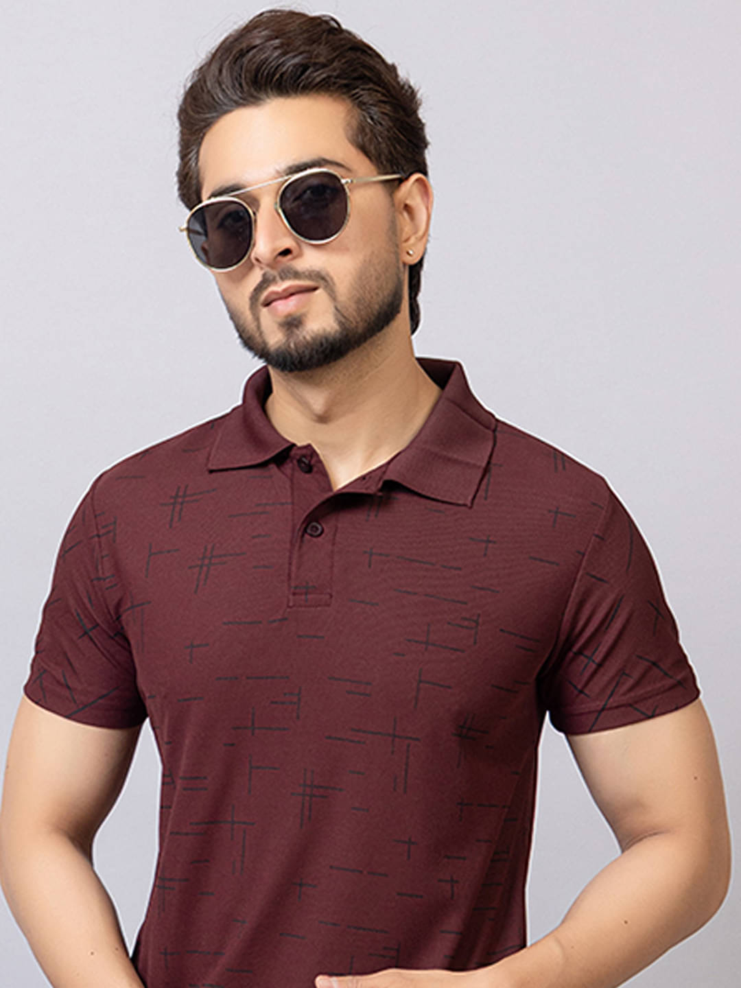     			TRIUS Men Polyester Regular Fit Printed Polo T Shirt ( Maroon )