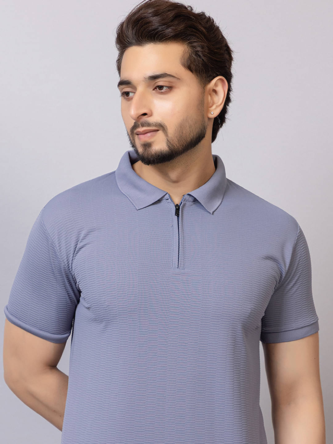     			TRIUS Men Polyester Regular Fit Self Design Polo T Shirt ( BLUE )